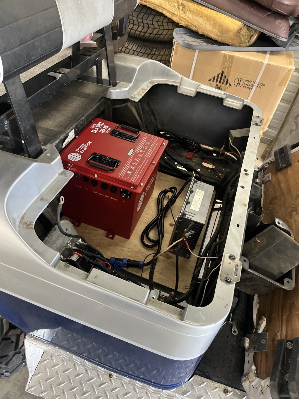 Pure Energy battery and charger fitted at the shop